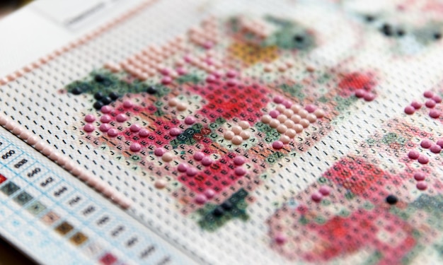 zestaw haftowanych próbek wzorów